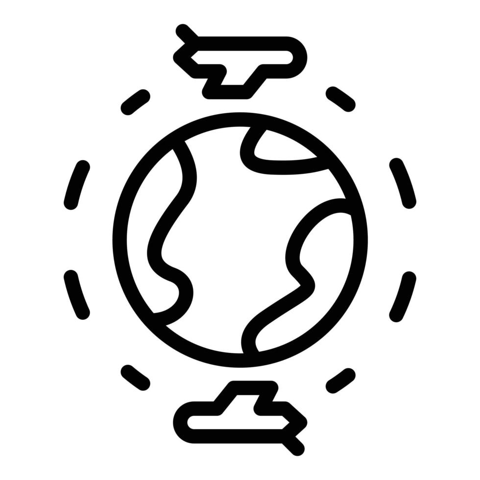 Airplane travel icon outline vector. World globe vector