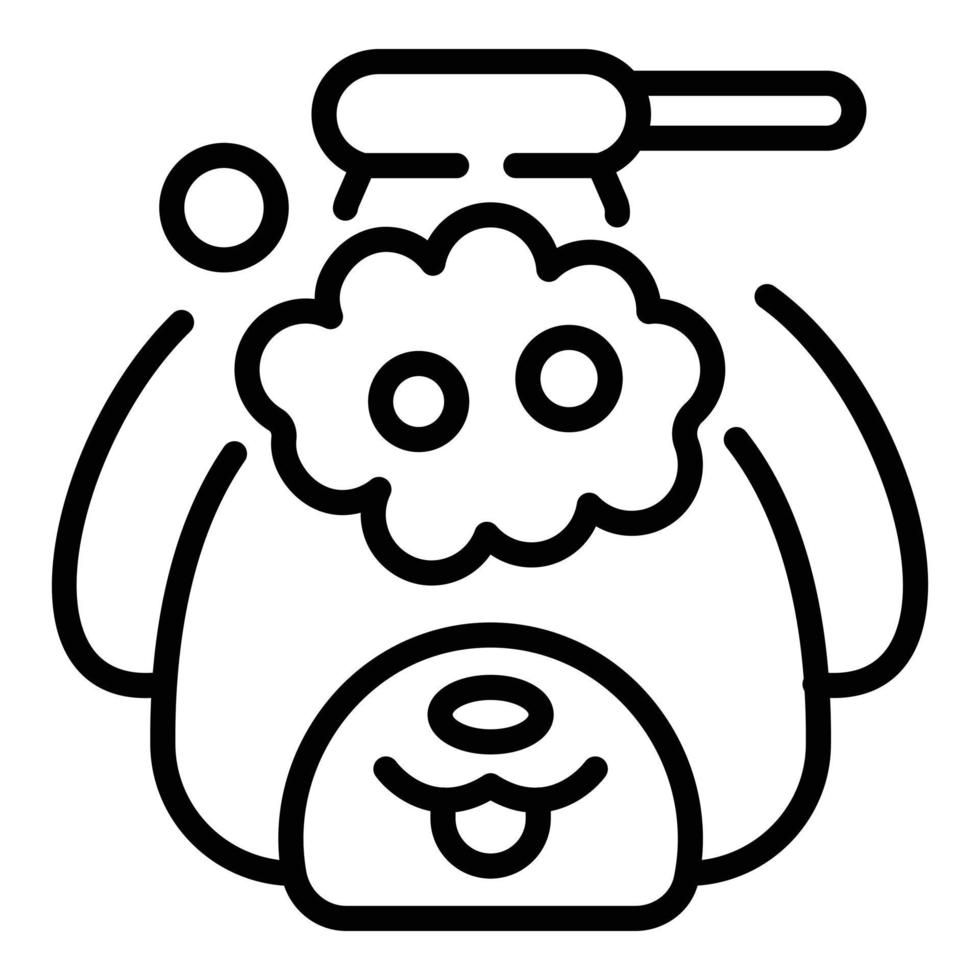 vector de contorno de icono de mascota de ducha de jabón. spa para perros