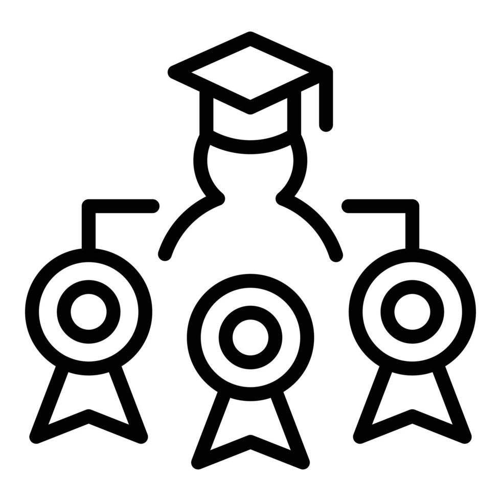 vector de contorno de icono de etapa de graduación. colegio