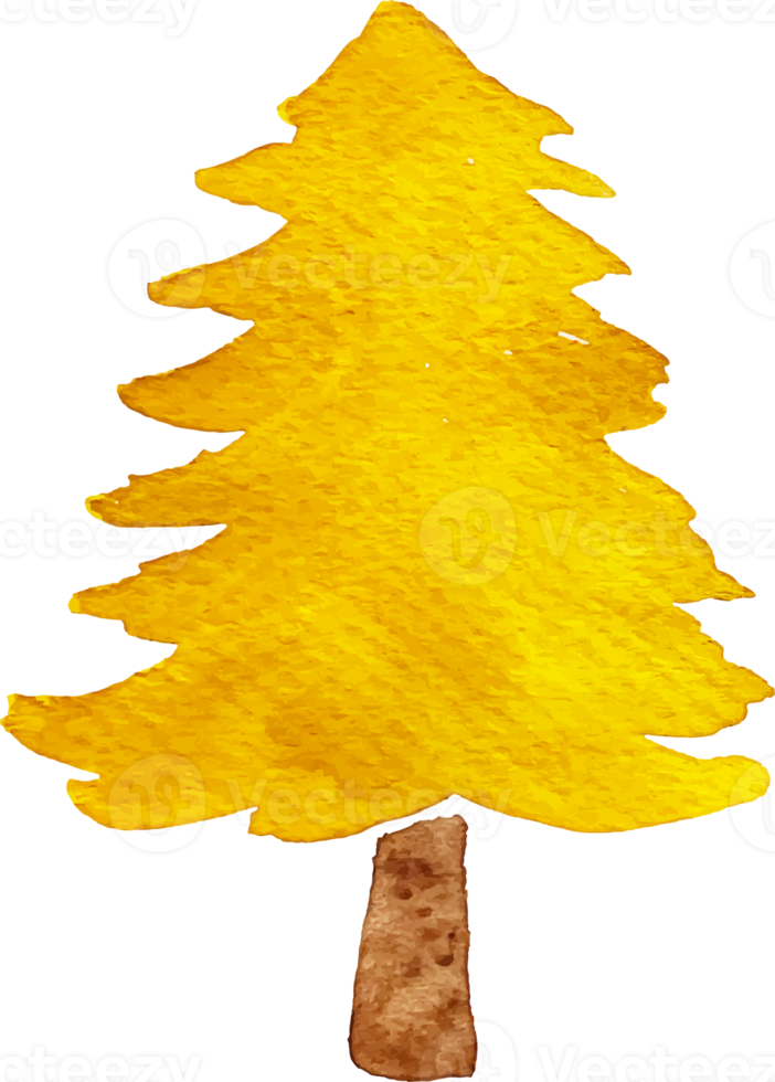 jul träd vattenfärg borsta element png