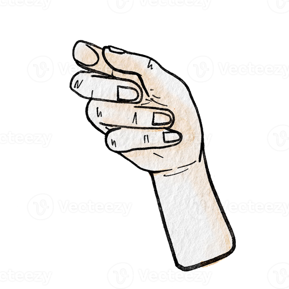 Watercolor various hand gestures png