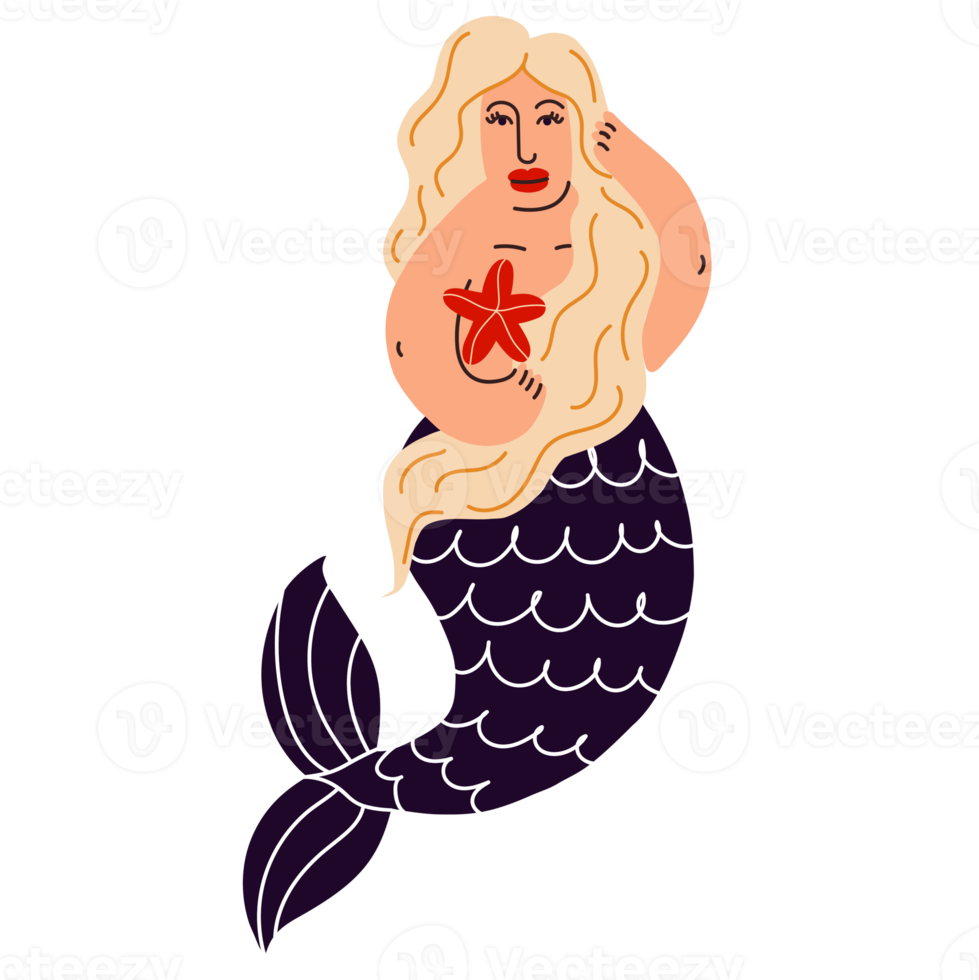 Mermaid  girl cartoon illustration png