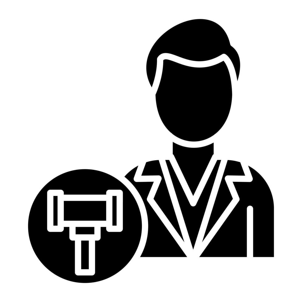 icono de glifo masculino de defensor público vector