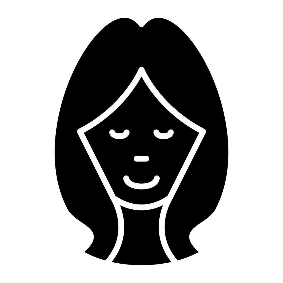 icono de glifo de rostro femenino vector