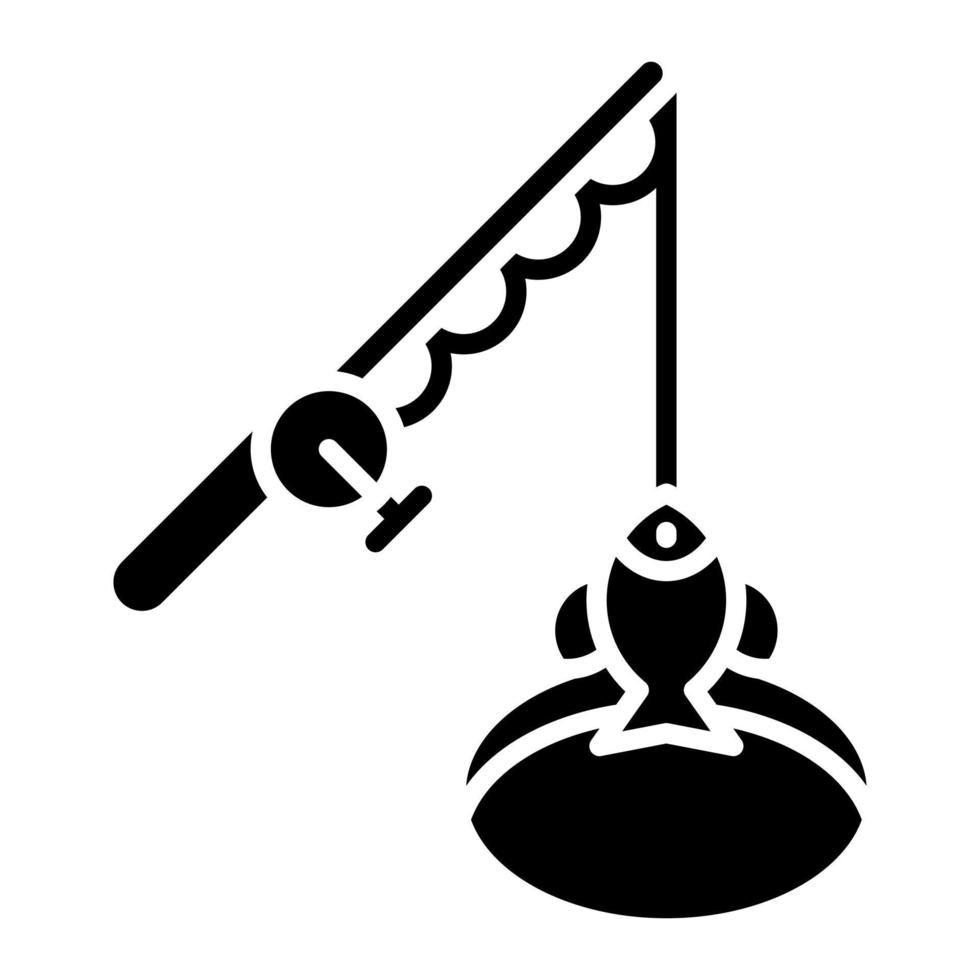 Ice Fishing Glyph Icon vector