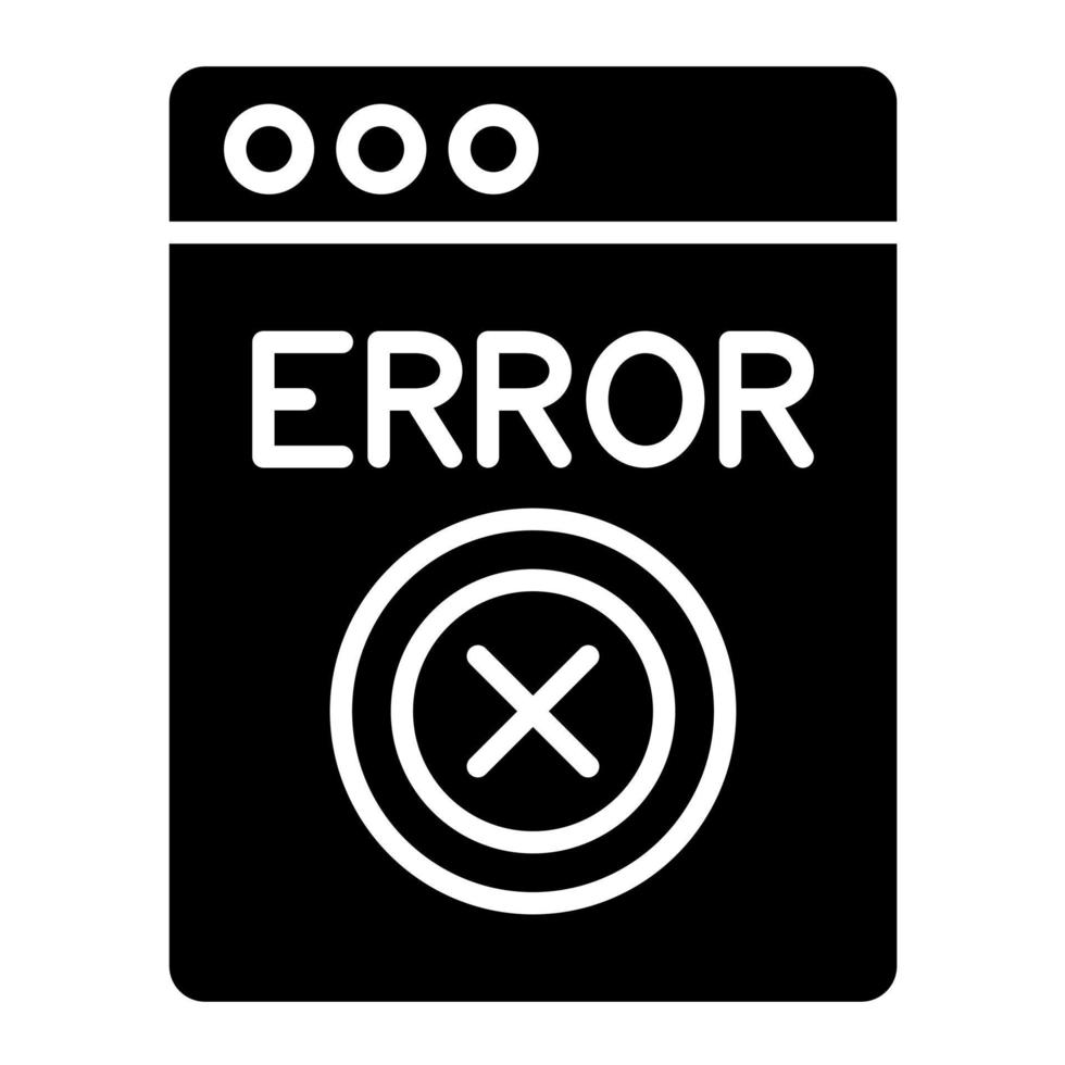 icono de glifo de error vector