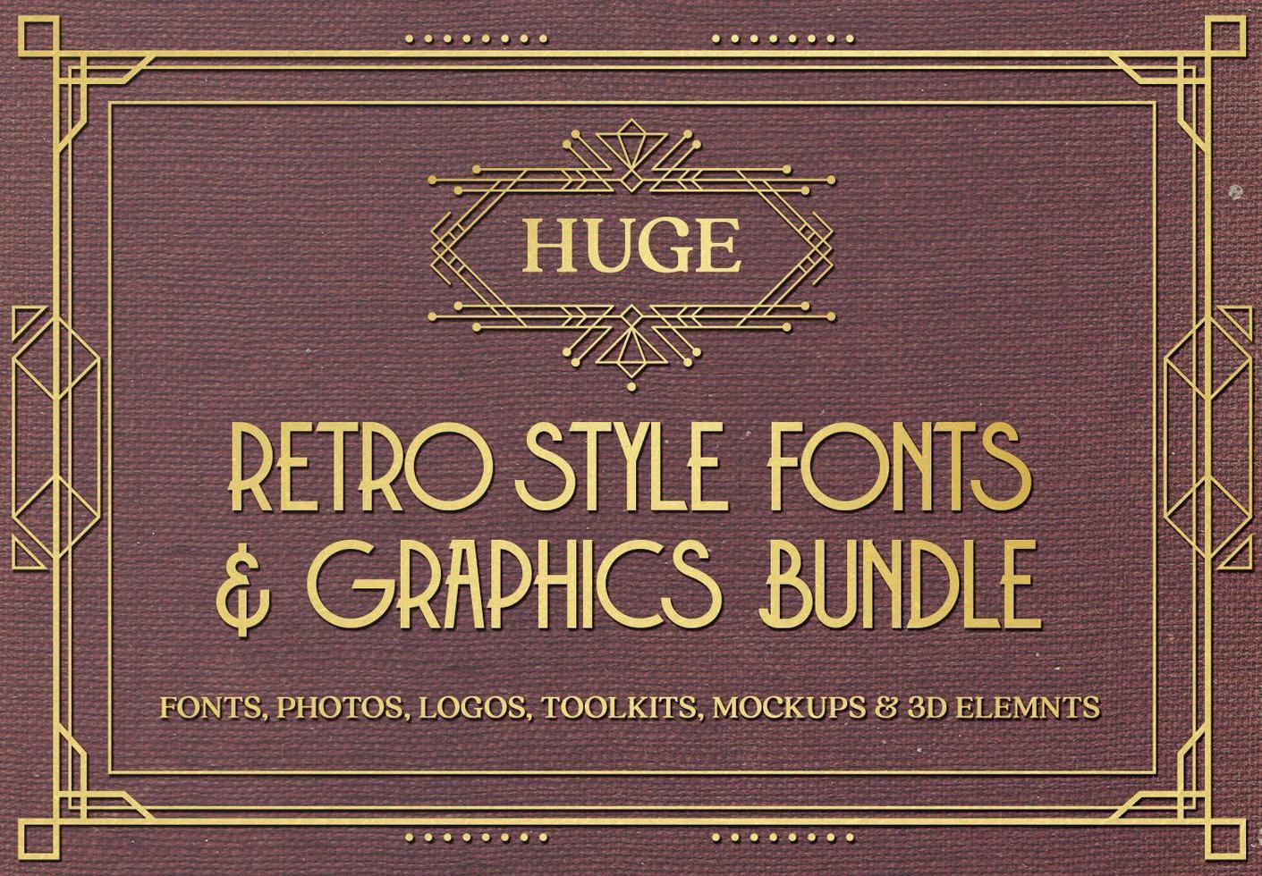 Huge Retro Style Fonts and Graphics Bundle