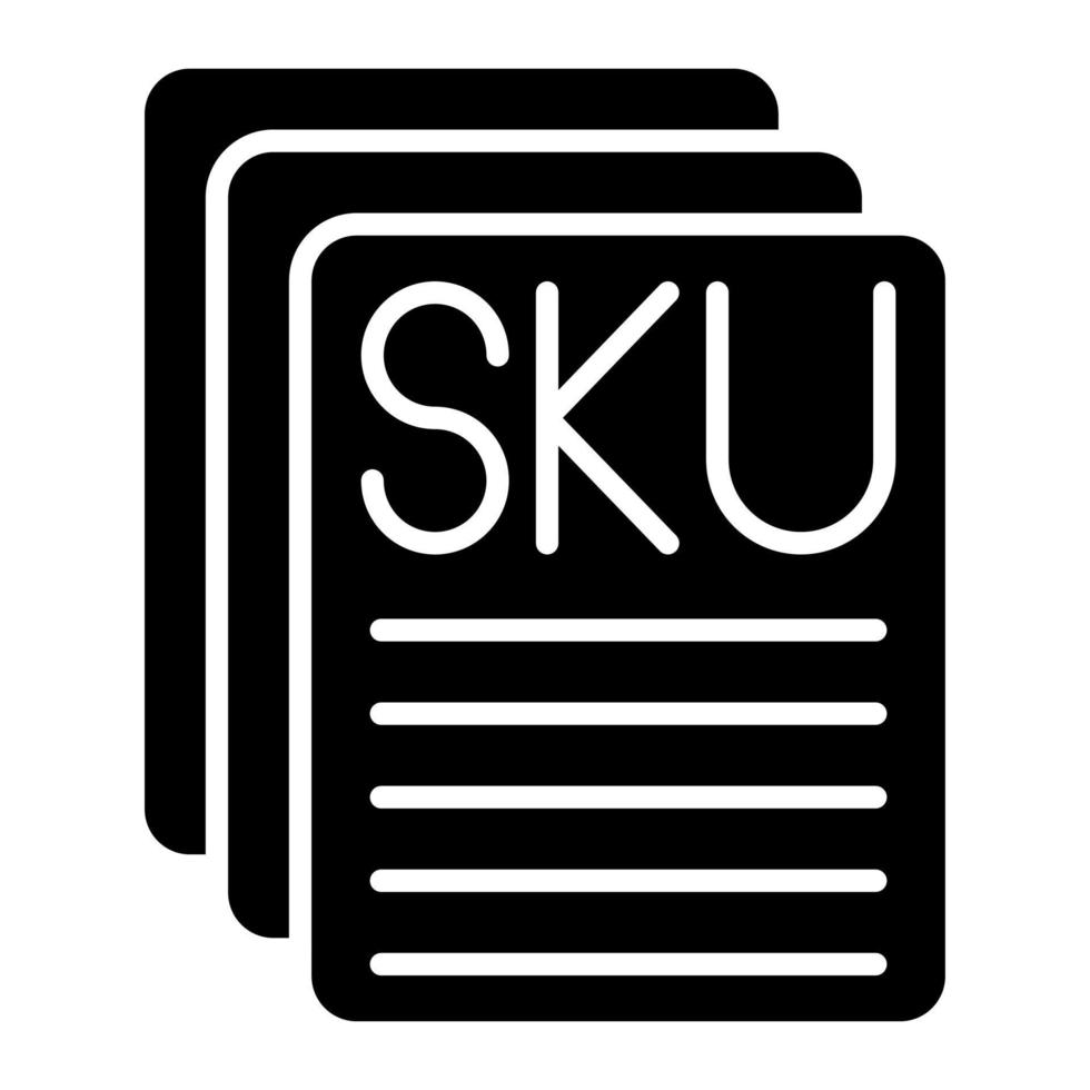 icono de glifo de descripción de sku vector