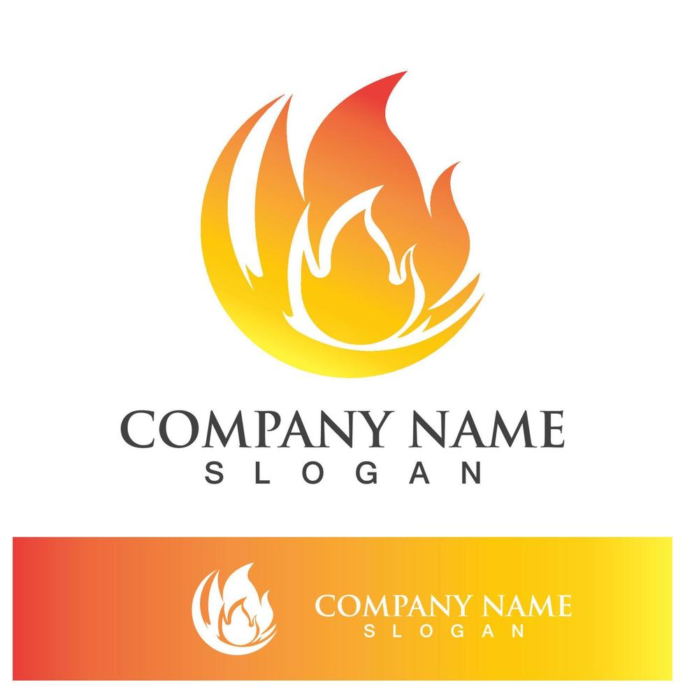 Fire logo design illustration and fire symbol vector