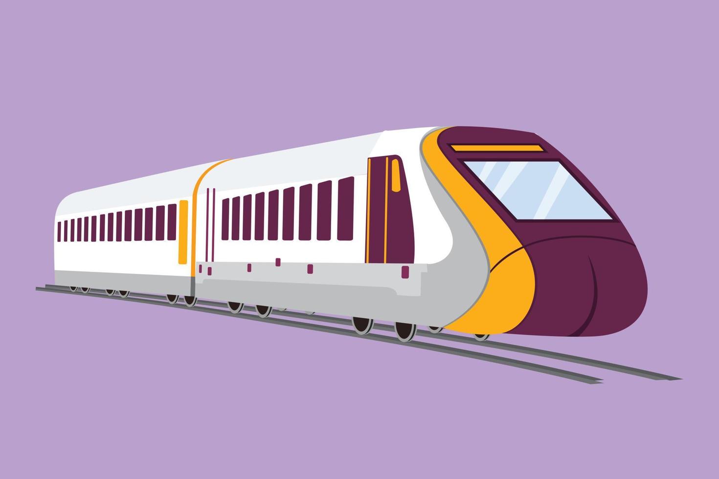 el tren de dibujo plano de carácter visto desde el frente se prepara para  transportar pasajeros