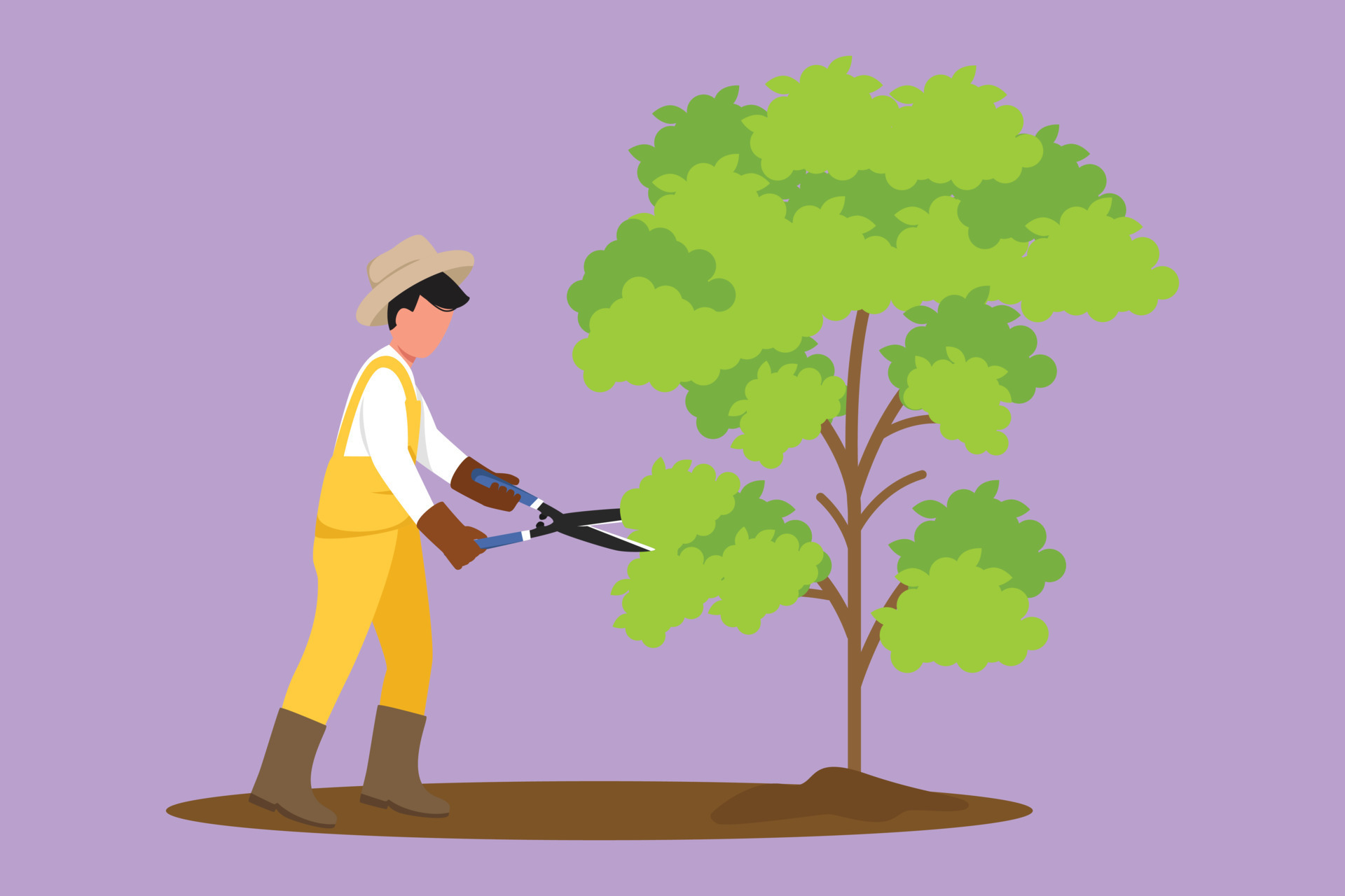Cartoon flat style drawing gardener trims plant in garden, man cutting tree in park. Pruning shears for cutting foliage, worker shaping garden, planting and growing. Graphic design vector illustration 15087772 Vector Art Cartoon flat style drawing gardener trims plant in garden, man cutting tree in park. Pruning shears for cutting foliage, worker shaping garden, planting and growing. Graphic design vector illustration 15087772 Vector Art