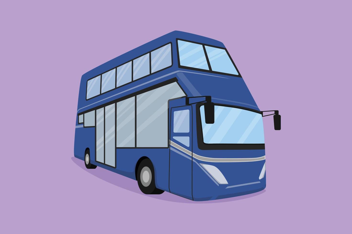 Los autobuses de dos pisos de dibujos animados de estilo plano llevan a los turistas y disfrutan del paquete turístico de la ciudad vieja. prometedor negocio de transporte. vehiculo publico vida urbana. ilustración vectorial de diseño gráfico vector