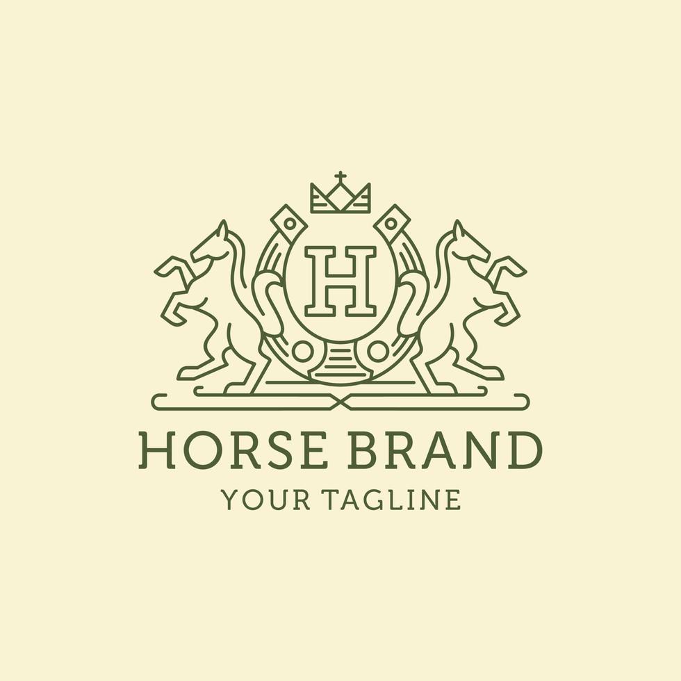 Heraldry Horse  Line Art Logo Design vector