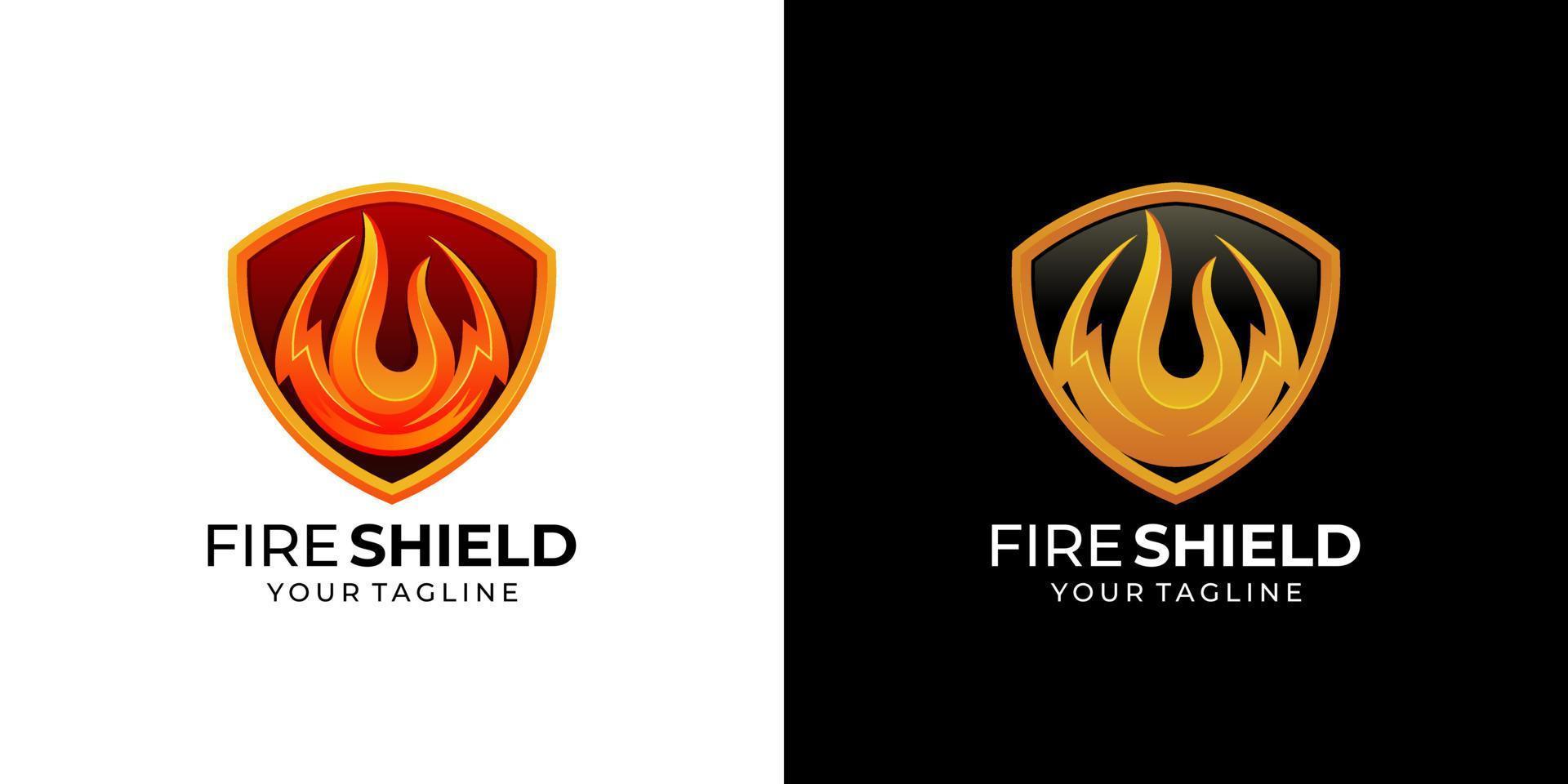 Fire shield, icon Oil, gas and energy logo vector