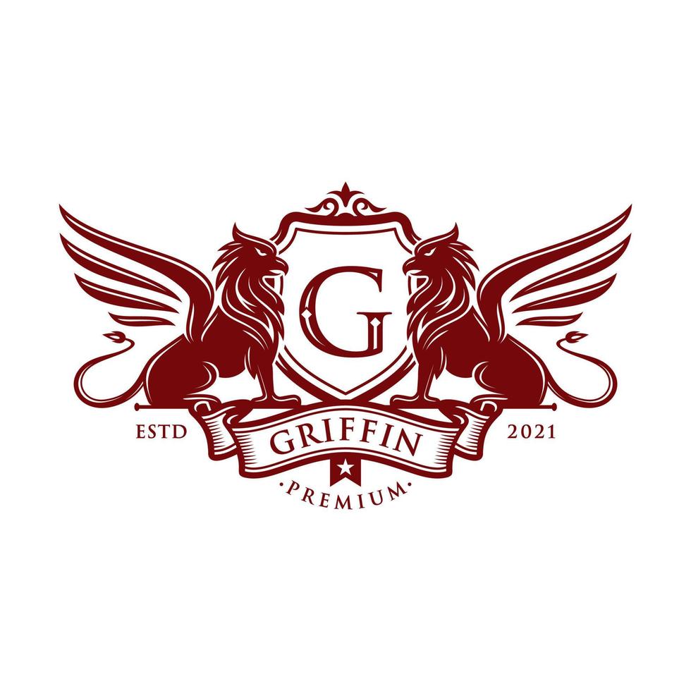 Vintage Griffin, Griffon Logo Design vector