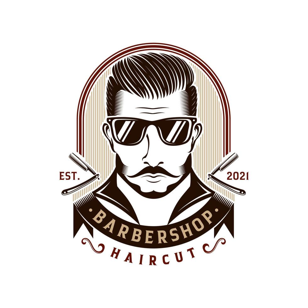 diseño de logotipo vintage de peluquería vector