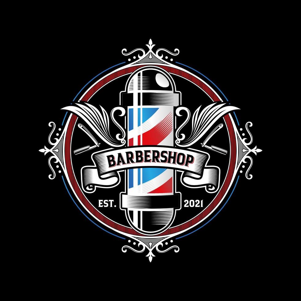 Barber shop vintage logo design vector