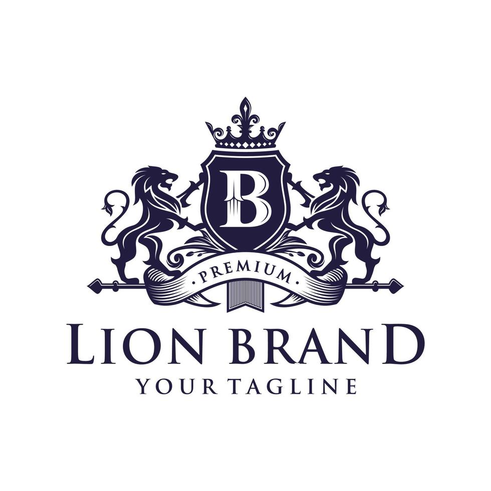 Heraldry Lion Logo design vector