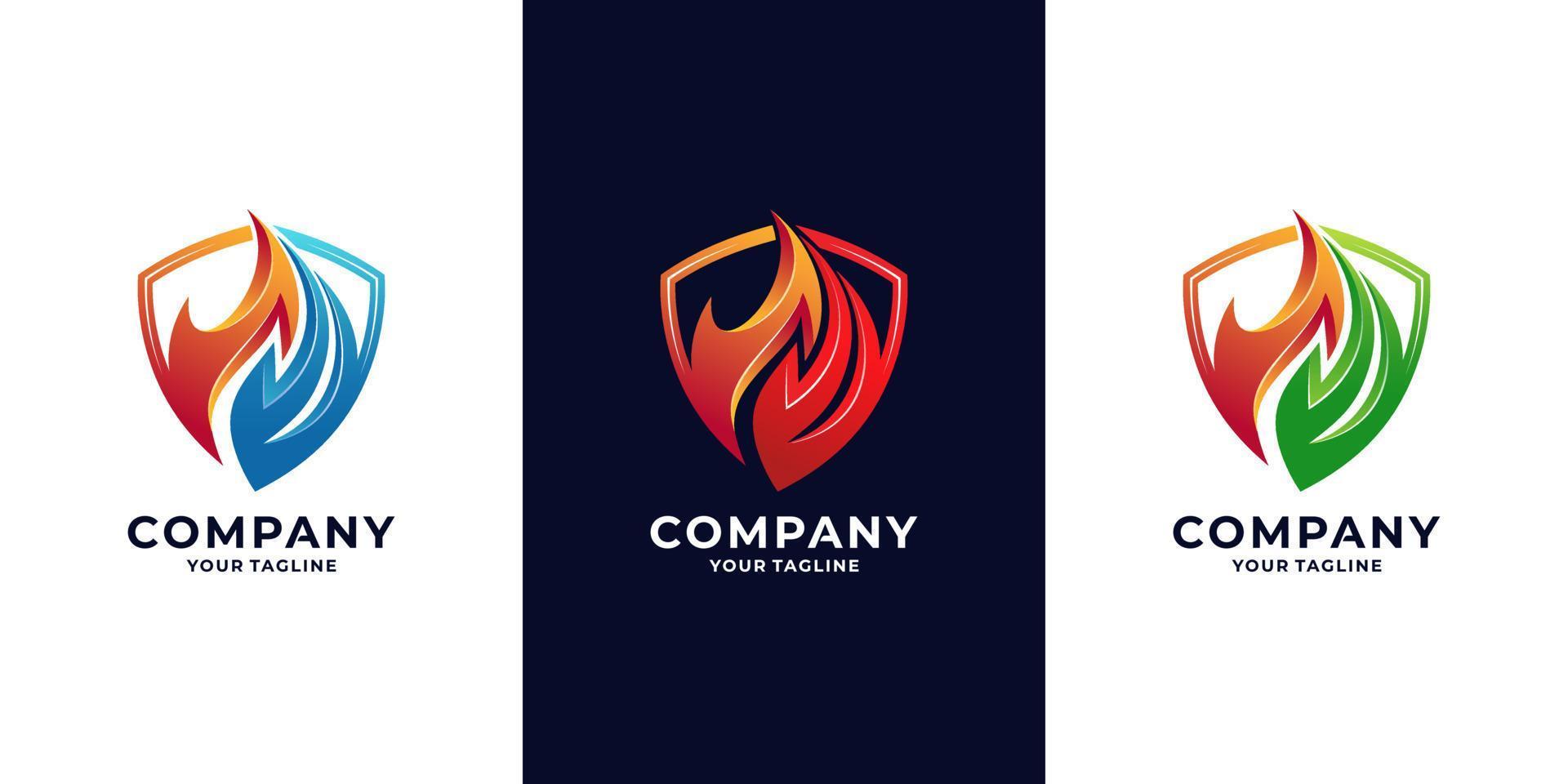 Fire shield, icon Oil, gas and energy logo vector