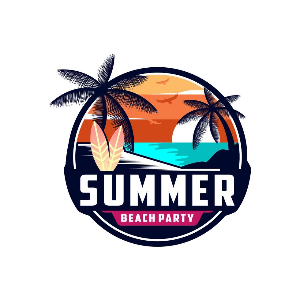 Sunset, Summer beach logo Design vector