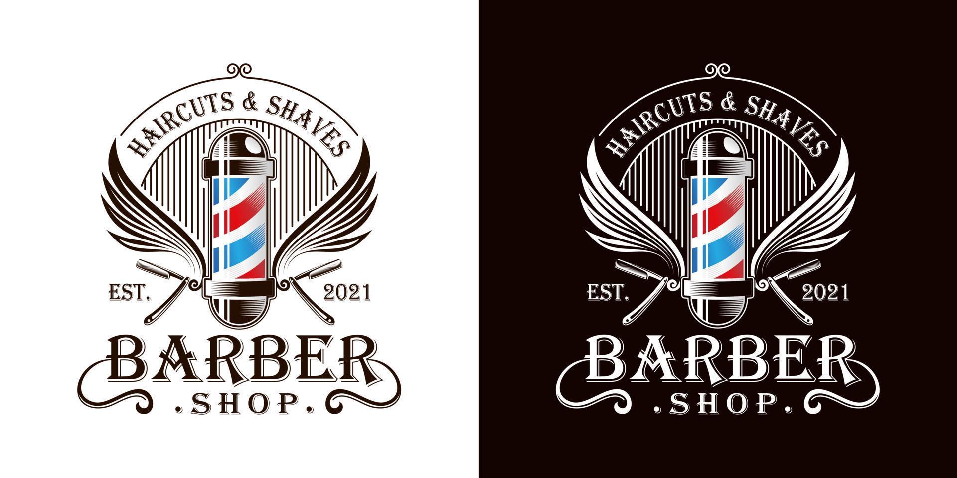 Barber shop vintage logo design vector