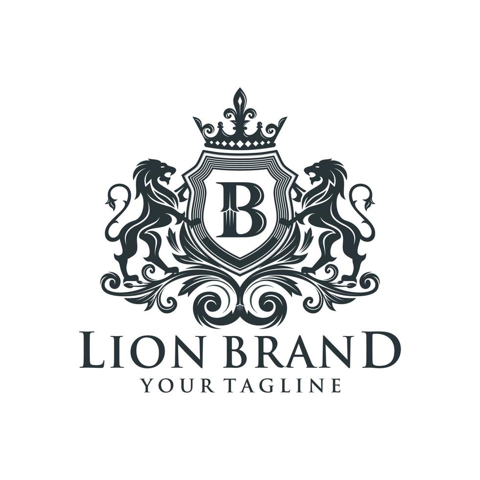 Heraldry Lion Logo design vector