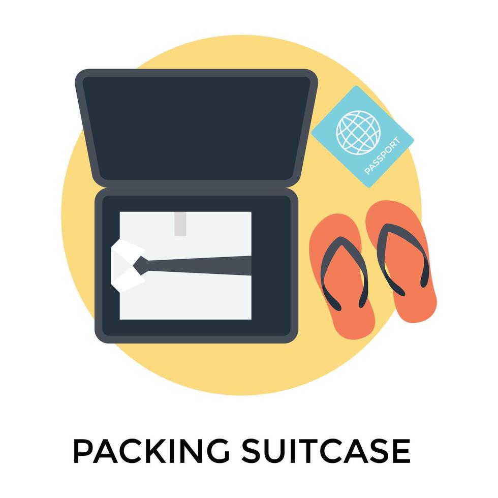 Trendy Packing Suitcase vector