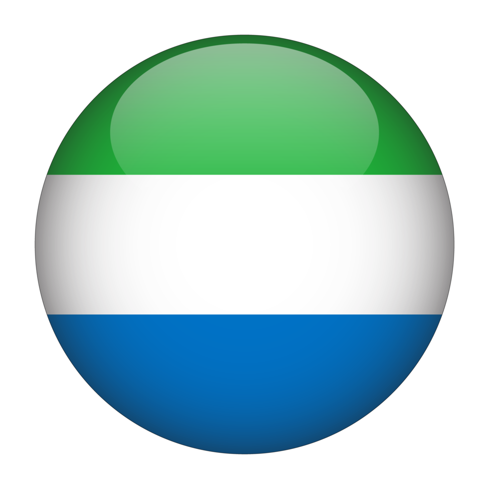 sierra leone 3d avrundad flagga med transparent bakgrund png