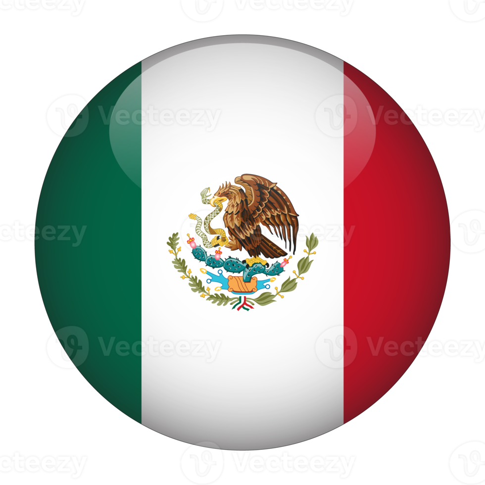 Mexico 3D Rounded Flag with Transparent Background png