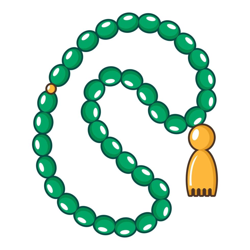 Green rosary icon, cartoon style vector