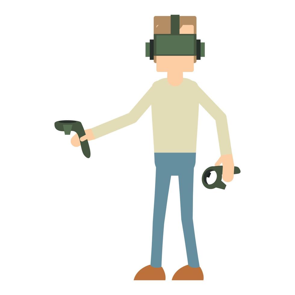 hombre con icono de manipulador vr, estilo de dibujos animados vector