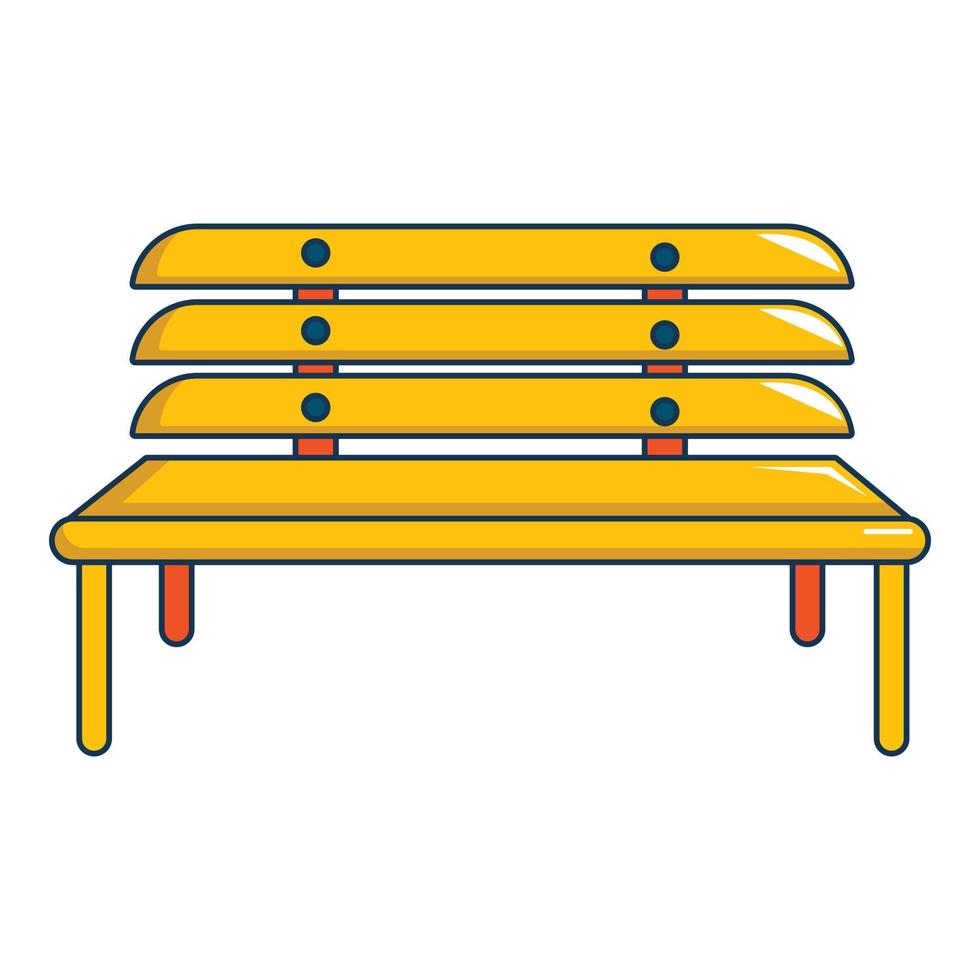 Wooden bench icon, cartoon style vector