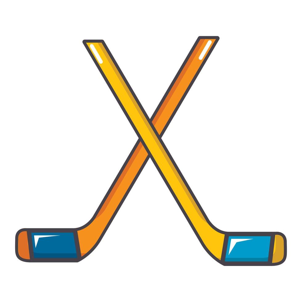 Ice hockey sticks icon, cartoon style vector