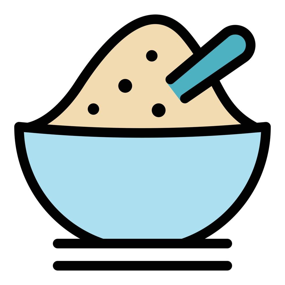 Rice bowl icon color outline vector