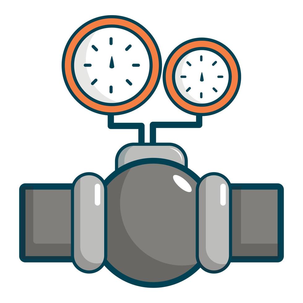 Gauges on pipeline icon, cartoon style vector