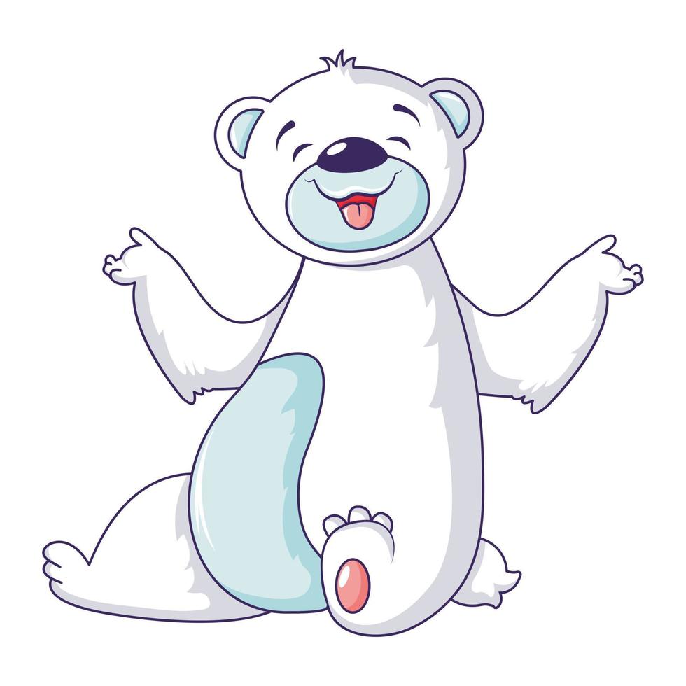 icono de sonrisa de oso polar, estilo de dibujos animados vector