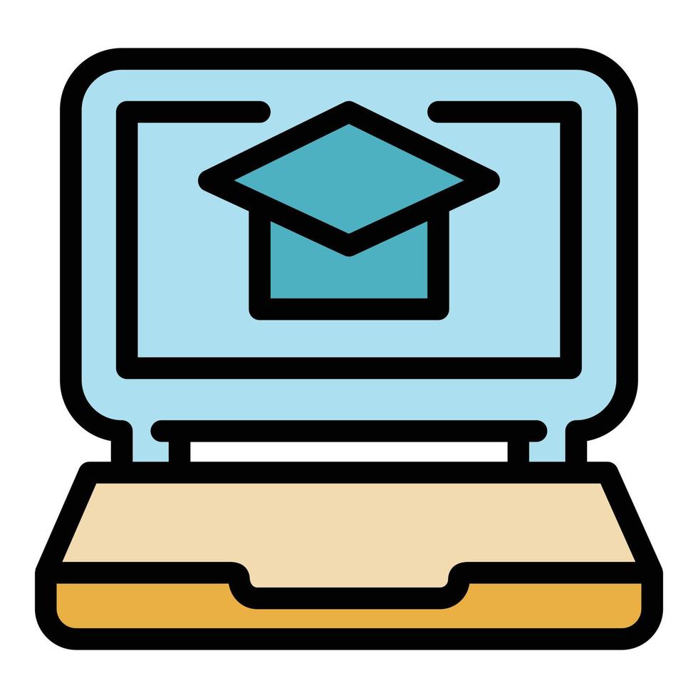 Laptop study section icon color outline vector