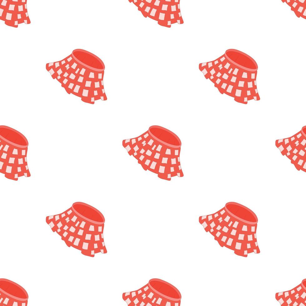 Red skirt with white squares pattern seamless vector