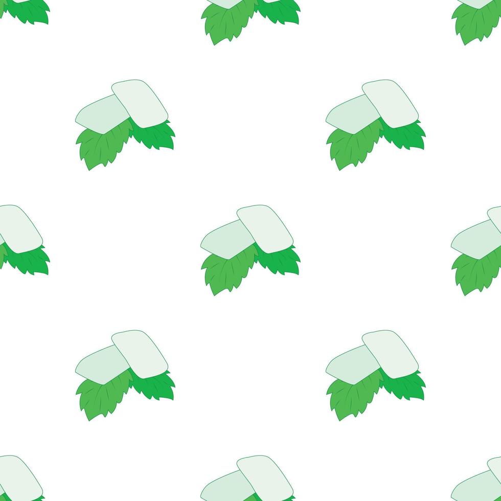 Chewing gum with fresh mint leaves pattern seamless vector
