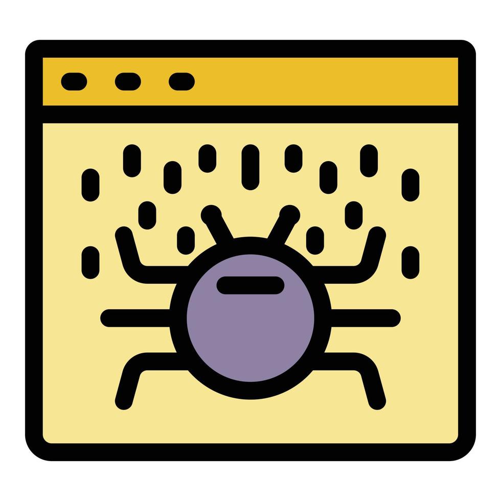 Web page bug icon color outline vector