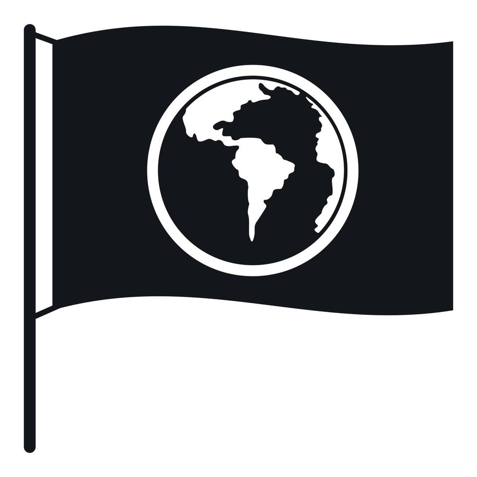 Flag with world planet icon, simple style vector