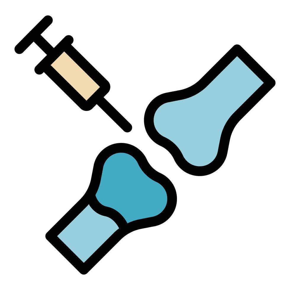 vector de esquema de color de icono de inyección de rodilla de jeringa