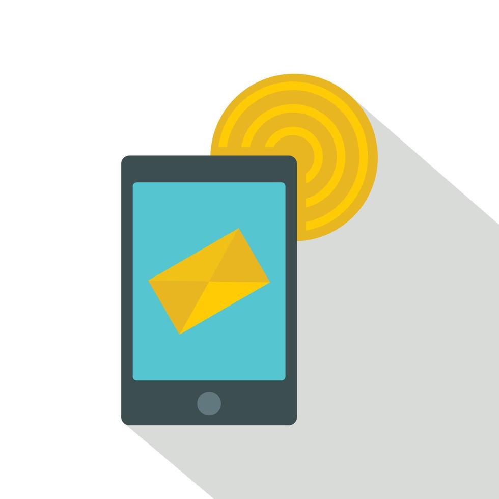 Smart phone sending email icon, flat style vector