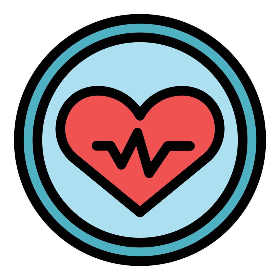 Workout senior healthy heart icon color outline vector