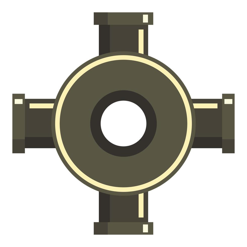 Black pipe fitting icon, flat style vector