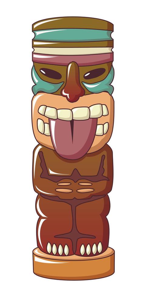 Wooden idol icon, cartoon style vector