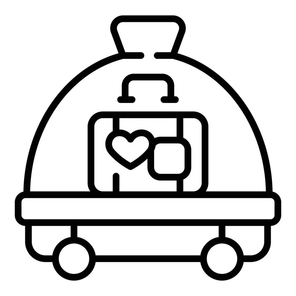 vector de contorno de icono de carrito de equipaje de hotel. carro de viaje