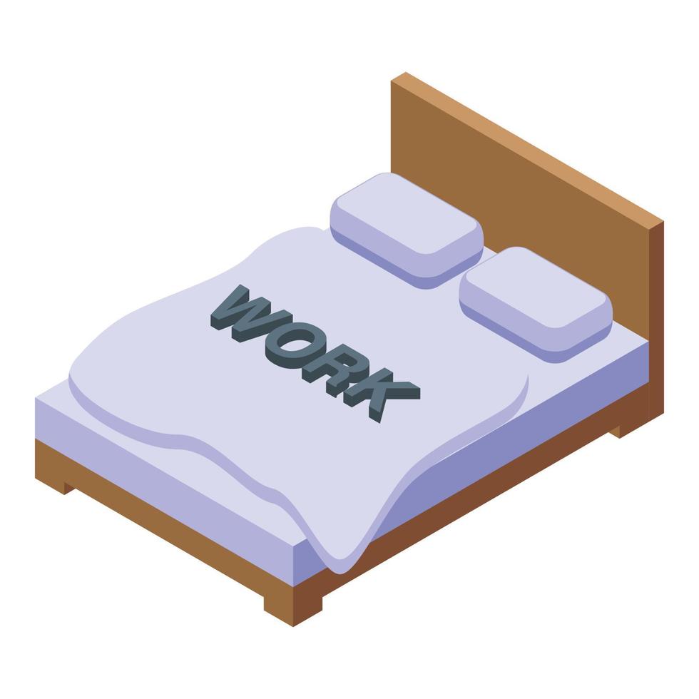 icono de dormitorio de trabajo tardío vector isométrico. dormir en la cama