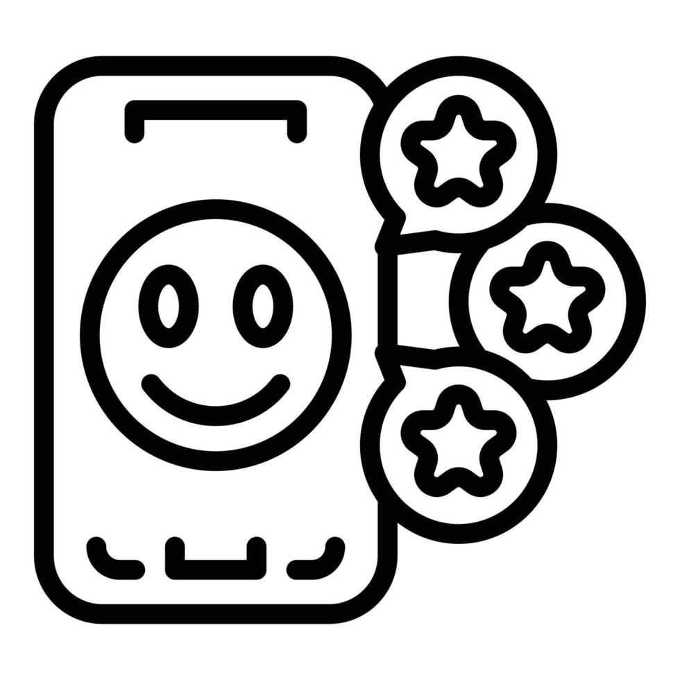 vector de contorno de icono de aplicación de emoji de teléfono. pantalla inteligente