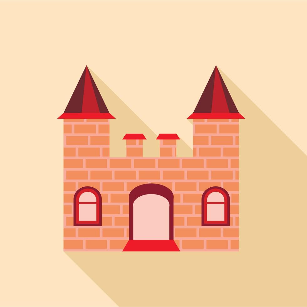 Ancient brick castle icon, flat style vector